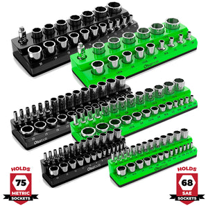 Metric + SAE / 6 pc - 1/2" + 3/8" + 1/4" / Black / Green