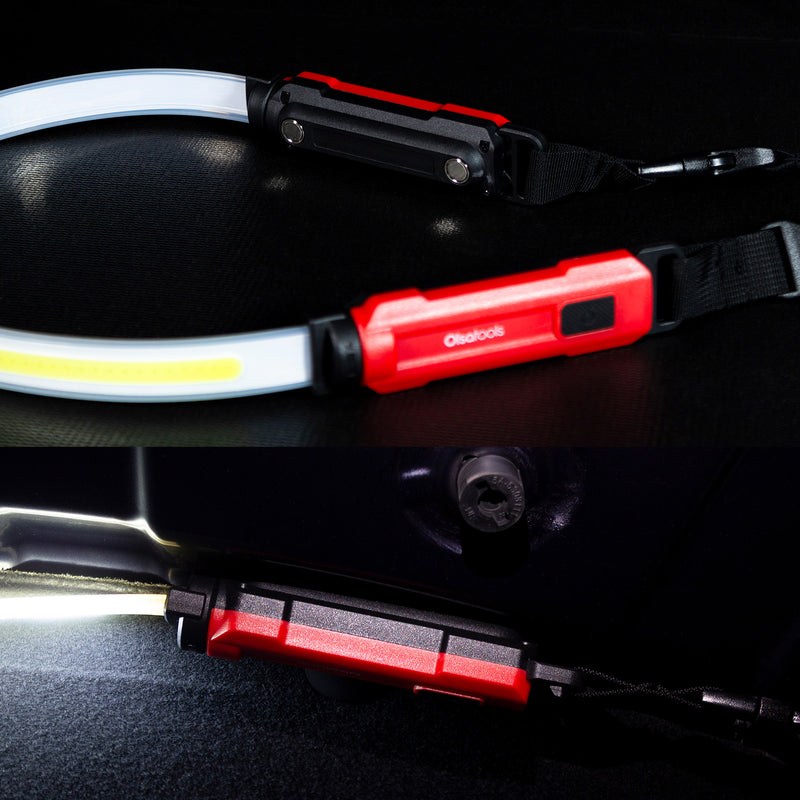 Magnetic handle on flexible LED work light