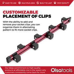 Rails de rangement de douilles en aluminium avec embouts en caoutchouc