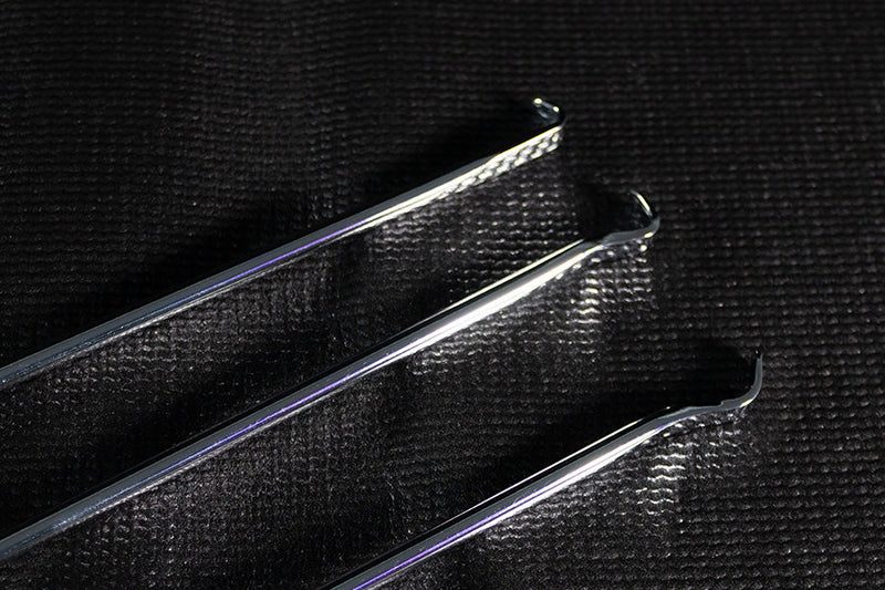 Side profile of three Olsa Tools flat picks and hooks.