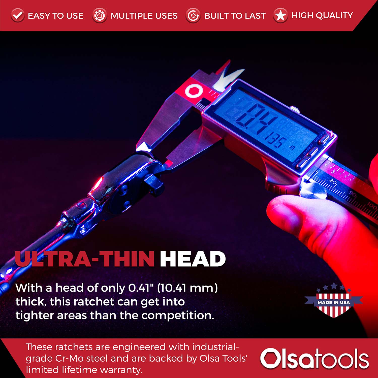 Flex Head Ratchet - 90 Tooth – Olsa Tools Canada