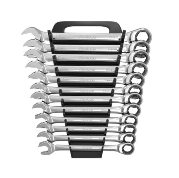 Olsa Tools Magnetic Wrench Organizer - 12 Slot Holder For SAE & Metric Wrenches
