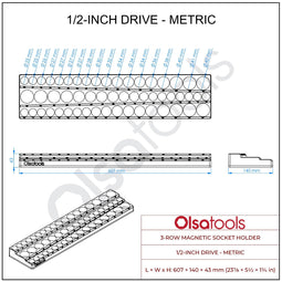 3-Row Magnetic Socket Holder